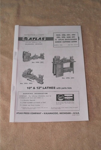 Atlas lathes instructions and - lathes,