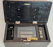 Antique 19th C. Victorian 5 Song Swiss Cylinder Coin Operated Wind-Up Music Box