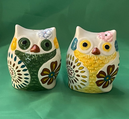 Owl salt and pepper shakers - salt,