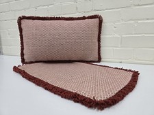 Susan Deliss  "Mini Weave In Red Cream" - Set Of Two Cushions Cover 20×12 Inchs
