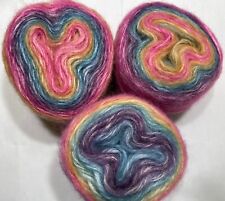 Job lot knitting crochet yarn wool 3x Cake MOHAIR Look Yarn Multicolour KL594