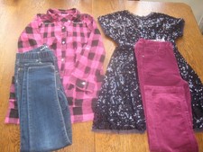 MIXED BUNDLE GIRLS CLOTHES - 8 - 9 YEARS - DRESS/JHEANS X 2/ TUNIC TOP