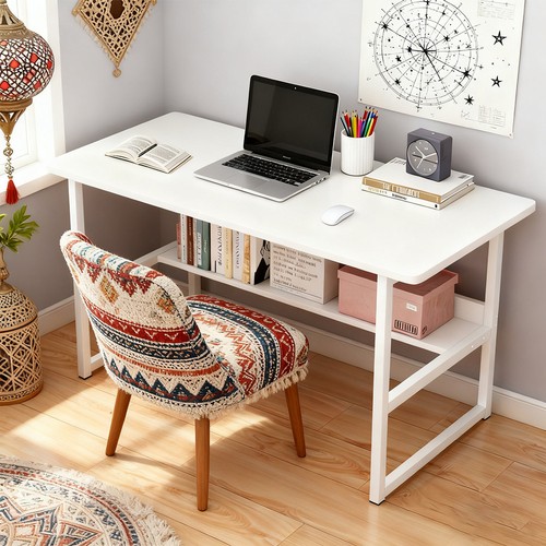 White compact computer desk - compact,