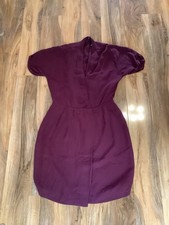 Reiss Size 12 Burgundy Red V Neck Dress 