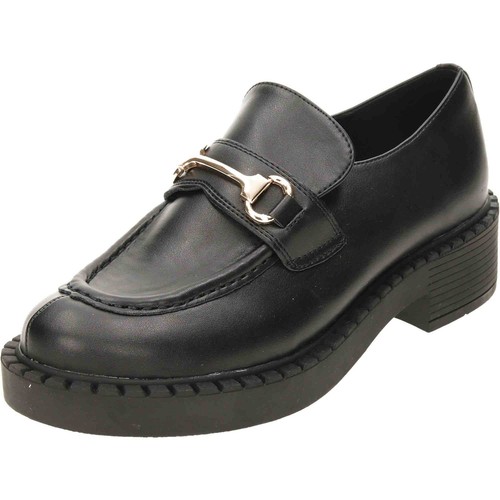 Black chunky loafer shoes low - loafer,