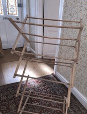 Vintage Concertina Beech Wood  Wooden Clothes Airer 4 Bar