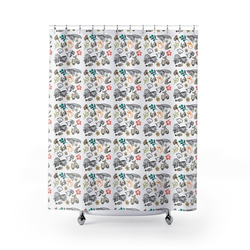 Shower curtains retro tropical - curtains,
