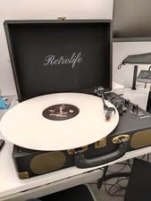 Retrolife Portable Suitcase Vinyl Record Player Belt-Driven 3-Speed Bluetooth