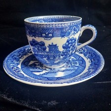 Vintage Alfred Meakin Old Willow Blue & White China Dinnerware Plates Bowls