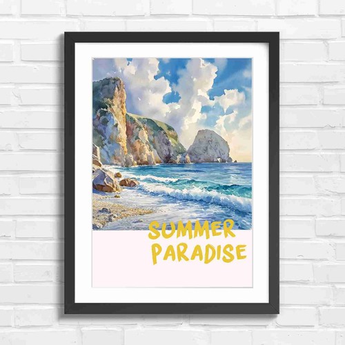 Seaside summer paradise art - summer,