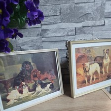 2 antique vintage print pictures ,BULL dogs and TOY Spaniels