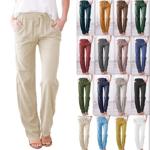 Women cotton linen trousers - linen,