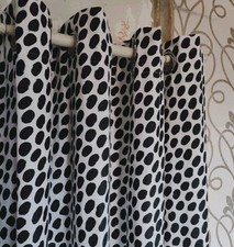 2 x Black and White Eyelet Curtains by Habitat. 166cmW x 183cmL, 65"W x 72"D