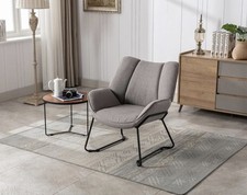 Linen Armchair for Living Room Upholstered Tub Chair Single Occasional Accent