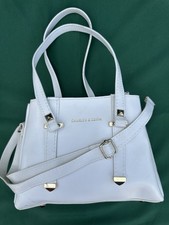 Charles & Keith White Mini Handbag Elegant Structured Tote with Shoulder Strap