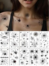 Halloween Spider Web Temporary Tattoos Spooky Transfers Costume Make-Up Kit UK