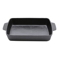 Cast Iron Roaster Dish Rectangle Cookware Roasting Pan Bread Baking Tray BBQ