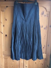 Blue Taffeta Crinkle Skirt Midi Length Size 12/14