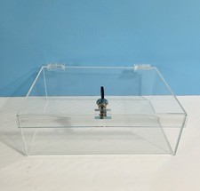 Plexiglass Clear Locking Countertop Display Case/Box ~ 12” L x8.5”W x4.5”Deep