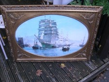 VINTAGE SHIPS IN HARBOUR , PRINT ? FRAMED & GLAZED. MAKE AN OFFER