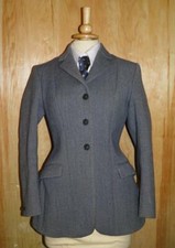 Vintage Heavy Weight Foxley Ladies 34" Navy Tweed Riding Jacket Fox Head Buttons