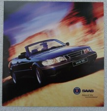 Saab 900 Convertible Postal Brochure 1996: 2.5 V6, 2.0i, 2.3i, 2.3 Turbo. 8 page