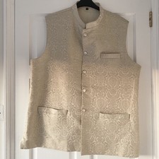 Men’s Waistcoat Light Gold Cream Fancy Pakistani Asian Wedding Eid Party SIZE 46