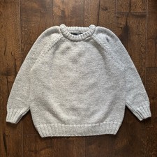 WoolOvers Guernsey Jumper 100% Pure British Wool Grey Raglan Knit Women’s Large