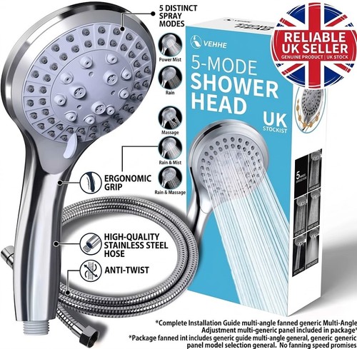 Chrome shower head hose - head, set