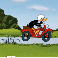 Daffy on Motorcycle Production Cel Looney Toons Warner Bros Signed 1980