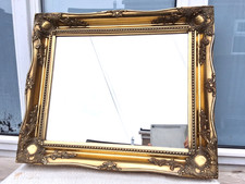 ANTIQUE FRENCH STYLE WALL MIRROR ORNATE GOLD GILT FRAME