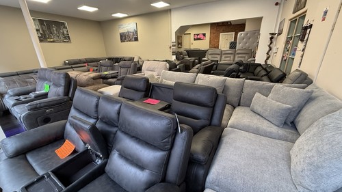 Leather fabric recliner - fabric, sofa