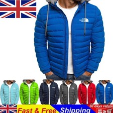 Men's Hooded Jacket Insulated Winter Coat Quilted Bomber Jacket Windproof Casual