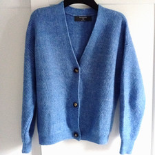Primark Ladies cornflower blue V-neck Knit Cardigan Size S 10 12 button up