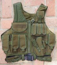 Tactical Vest - Olive  Green - Paintball -Side draw Holster