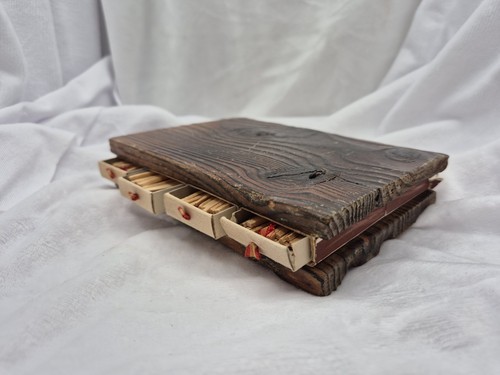 Vintage wooden matchbox holder - wooden,