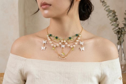 Butterfly pearl necklace - butterfly,