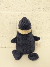 JELLYCAT London TOOTHY SHARK Large Navy Blue Grinning Plush Toweling 15" Plush