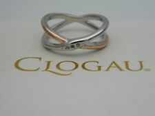 Welsh Clogau Silver & 9ct Rose Gold Ripples Cross-Over Ring RRP £189.00 size M