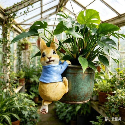 Resin rabbit garden statue - garden,