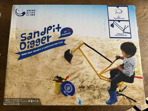 Sandpit digger with - sandpit, seat