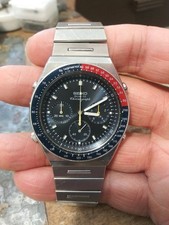 Vintage 1983 Seiko 7A28-703A Blue Pepsi Chronograph Stainliess Steel Watch Nice!