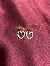 Heart Stud Earrings Maroon