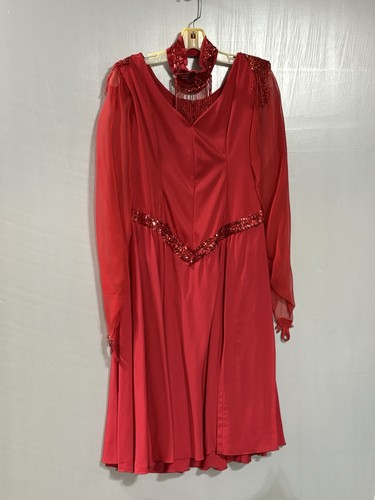 Vtg ballroom dancing dress red - vtg,
