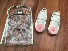 Girls BHS Ivory Bridesmaid Ballerina Flat Pumps Pink Flower Shoes Size 8 EUR 25