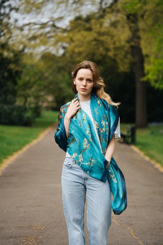 100 silk scarf turquoise - silk, in