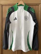 Retro Celtic FC Adidas Football Training Top Zip Jumper Large Track Jacket White