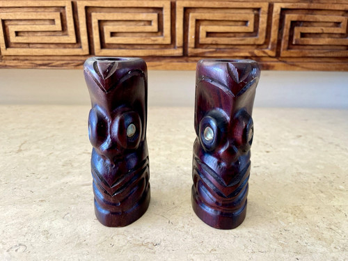 Pair vintage maori carved - nz,