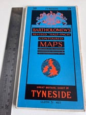 Tyneside Bartholomew's Road Map 39 - half inch to the mile contoured map