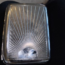Art Deco Silver Tone AS SEEN Vintage Cigarette Case-Tobacciana